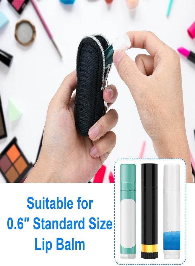 Homakover Portable Lip Balm Organizer Case with Keychain, Travel Chapstick Holder Storage Bag, Waterproof Small Cosmetic Organizer, Anti-Lost Lipstick Lip Gloss Sleeve Pouch Keeper Case (Black, Small) - Image 3